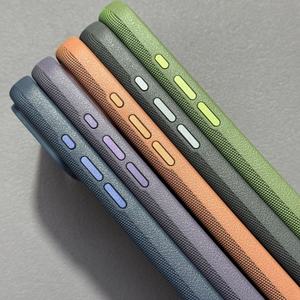 Étui de téléphone personnalisé en tissu tissé et cuir PU Techwoven avec aimant pour iPhone 17 Pro Max, coque arrière tissée avec bouton IA - Product Image 4