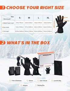 Gants chauffants pour hommes et femmes, gants de chauffage électrique à <span class=keywords><strong>batterie</strong></span> rechargeable à écran tactile, gants pour la main Raynaud's Winter Work Ski - Product Image 6
