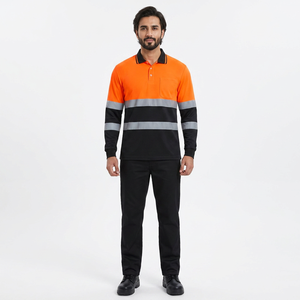 Camiseta Polo de Seguridad de Manga Larga con Logotipo Personalizado, Naranja, Alta Visibilidad, Reflectante, con Bolsillos, para Trabajo - Product Image 1