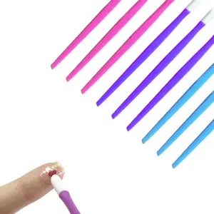 High Quality Manicure Accessories Soft Nail Cuticle Pusher Plastic Handle Multi Color Nail Beauty Tool Set