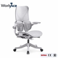 Chaise de bureau ergonomique moderne avec inclinaison synchronisée, soutien lombaire réglable, certifiée CE, robuste, en tissu mesh noir, pour bureau à domicile