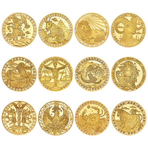 Set di Monete dei 12 Segni Zodiacali, Monete Commemorative in Oro con Costellazioni Astrologiche, Regalo Souvenir in Rilievo, Vendita all'Ingrosso - Product Image 2