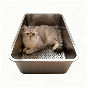 WOTAI New Product Stainless Steel With Shifter Litter Sifter <strong>Box</strong> 60*40*20cm 15cm <strong>Cat</strong> Basin Toilet - Product Image 1