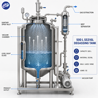 Cuve de Dégazage Sanitaire 500L en Acier Inoxydable 316L, Récipient Sous Pression pour Dégazage Sous Vide du Lait, Jus, Vin, Certifié ASME CE, Marque Chenghang