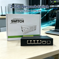 Switch Jaringan 4+2 Port 2.5G dengan 2 X 10G SFP Uplink, Dapat Ditumpuk, Plug and Play, Kapasitas 60Gbps untuk Kamera IP/WiFi AP 7024-2.5G