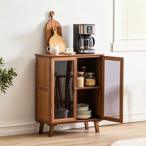 Armário de Armazenamento Minimalista em Bambu, Versátil, com Gaveta e Suporte para Vinhos, para Sala de Estar e Cozinha - Product Image 5