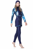 Maillot de bain musulman pour femme, tenue de bain modeste, manches longues, couvrant entièrement le corps, avec haut à motif floral et pantalon de bain