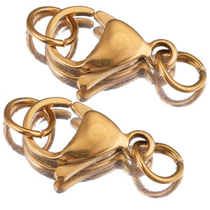 Keychain DIY <b>Necklace</b> <b>Chain</b> Bracelets Making 18K Gold Plated Stainless Steel Lobster Clasp Wholesale Jewelry Hooks - Product Image 4