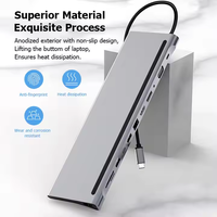 Adaptador Multifunción 12 en 1, Estación de Acoplamiento USB Tipo C, 12 Puertos, Aluminio, con USB 3.0, VGA, PD, SD/TF, 3.5mm, para Mac y Laptop