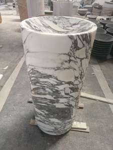 Lavabo a <span class=keywords><strong>colonna</strong></span> italiana in marmo bianco di lusso Arabescato, ideale per il Design del <span class=keywords><strong>bagno</strong></span> di fascia alta - Product Image 2