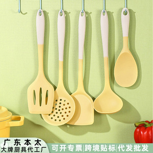 Juego de espátulas de silicona, 5 piezas, amarillo y blanco lechoso, para sartenes y woks antiadherentes, apto para horno, solo lavar a mano - Product Image 5