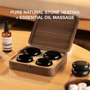 Nouvelle pierre de massage à eau chaude à chauffage rapide entièrement naturelle pour soulager la fatigue, pierre de massage aux huiles essentielles avec boîte en bois - Product Image 3