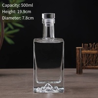 500ml Achat Vide Personnalisé Fantaisie Liqueur Whisky Rhum Gin Vodka Alcool Cognac Agave Mescal Tequila Bouteille En Verre