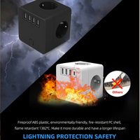 Enchufe de Pared Inteligente Vastfafa con 4 Tomas de Corriente, 3 Puertos USB-A, 1 Puerto USB-C, Enchufe Europeo, Certificación CE y RoHS, Nuevo Diseño