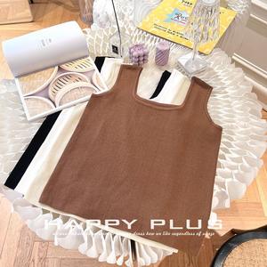 Camiseta sin mangas de punto para mujer, talla grande, color liso, con tirantes anchos, capa interior, N8151 - Product Image 1