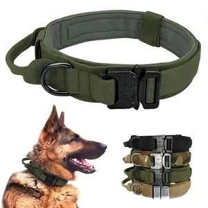 Collar táctico para mascotas, arnés de pecho, cuerda de plomo, agarre de mano de nailon, chaleco para perros, entrenamiento militar al aire libre, suministros para mascotas