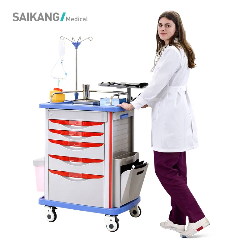 SKR054-ET SAIKANG Multifunction ABS Plastic Hospital Anaesthesia Trolley Medical Medicine Emergency Trolley