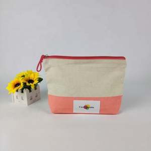 Wholesale Eco-Friendly Cotton Canvas <b>Cosmetic</b> <b>Bag</b> with Zipper <b>Large</b> Capacity Accessory Pouch Double Sided Makeup <b>Bag</b> - Product Image 3