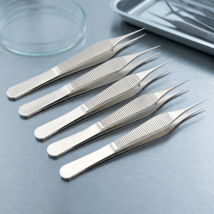 Pinzas Angulares de Acero Inoxidable para Tejidos, Juego de Instrumentos Quirúrgicos Manuales, Pinzas Estilo Adson para Cirugía General, Fabricadas por ZUOL - Product Image 4