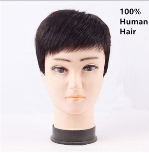 <span class=keywords><strong>Perruque</strong></span> de remplacement capillaire indienne pour hommes, bon marché, avec dessus en soie et dentelle transparente, noire, en gros - Product Image 2