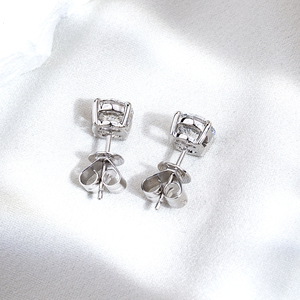 Listo para enviar MSE-329 1CT Pendientes de diamantes de laboratorio blancos de forma redonda PT950 de moda. - Product Image 2