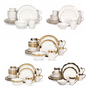 Bán Buôn Vàng Rim Tùy Chỉnh Thiết Kế 16 Pcs Xương Trung Quốc Bộ Đồ Ăn Trắng Fine Sứ Đặt Bữa Ăn Tối Với Hộp Quà Tặng - Product Image 2