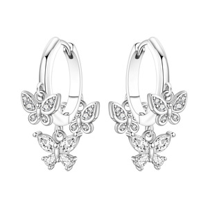 Pendientes de mariposa de latón blanco, resistentes al desgaste, son la elección perfecta para accesorios de fiesta para damas. - Product Image 1