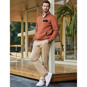 <b>Men's</b> Quilted Sweatshirt Long Sleeve Stand Collar Quarter Zip <b>Pullover</b> Casual Outdoor Fleece Autumn Wear - Product Image 4