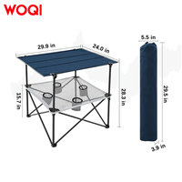 Table de camping pliable portable WOQI avec 4 porte-gobelets, table de pique-nique imperméable pour pique-nique, barbecue, plage, randonnée