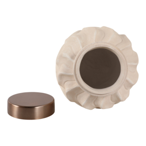 Vaso in ceramica con coperchio in metallo, design ondulato, urna decorativa per soggiorno, camera da letto, ufficio, pezzo d'arredo. - Product Image 6