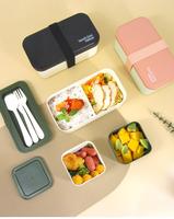 Boîte à lunch double couche de haute qualité avec joint en silicone pour l'étanchéité avec bandoulière pour le stockage des aliments dans la cuisine