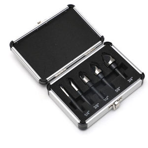 Jeu de 5 fraises à chanfreiner HSS4241 de 1/4'', 3/8'', 1/2'', 5/8'', 3/4'' à 82 degrés avec étui en aluminium - Product Image 1