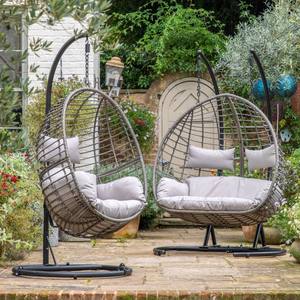 Quá Khổ mây đu ghế wicker đôi chỗ ngồi ngoài trời trứng ghế vườn đồ nội thất sân thượng lớn ghế bành Patio sâu ghế - Product Image 2