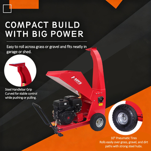 Trituradora de Madera Forestal Portátil con Arranque Eléctrico, Motor de Gasolina OHV de 4 Tiempos y 420 cc, 15 HP, Duradera, con Rodamientos - Product Image 3