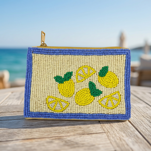 Pochette carrée en toile à motif citron perlé avec fermeture éclair, broderie personnalisée, sac à monnaie élégant pour produits promotionnels et usage quotidien - Product Image 2