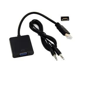 Gold Plated 1080P HDMI to VGA Adapter Cable Converter with 3.5mm Audio Cable Male to Female compliant cable