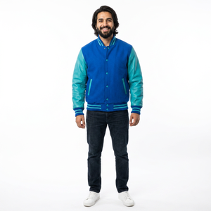 Veste universitaire de baseball d'hiver haut de gamme personnalisable en polyester/coton avec logo frontal pour collège et lycée en toile - Product Image 1