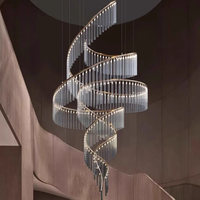 Grand projet de décoration intérieure personnalisé Long lustre en verre Hall d'hôtel Villa Escalier Grand lustre LED suspendu