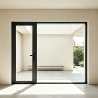 Porte battante moderne de luxe en aluminium et verre double vitrage, certifiée AS2047 australienne, ouverture vers l'extérieur, vente directe d'usine Ebon