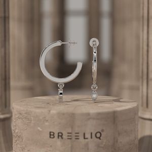 14K Solid Gold Open Hoop Diamond <b>Drop</b> Earrings Minimal Prong Set Round Lab Diamond Elegant Fine Jewelry for Women - Product Image 3