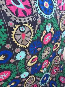 Traditional Uzbek Suzani Cotton <b>Throw</b> Hand Embroidered Bedsheet <b>Bed</b> <b>Cover</b> Colorful Wall Decor - Product Image 4