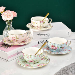 Ecomateriaal Theeset Theekop En Schotelset Traditionele Bloemrijke Porseleinen Rode Thee Uniek Ontwerp Decal Clear <span class=keywords><strong>Cup</strong></span> Kleurfunctie