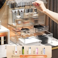 Boîte de rangement cosmétique moderne transparente en acrylique pour les soins de la peau avancés Support de rangement de bureau Fournitures ménagères