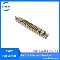 Konektor PCB Sudut Kanan 25W3 Jantan, Arus Tinggi 25 Pin, Konektor Catu Daya Otomasi Industri