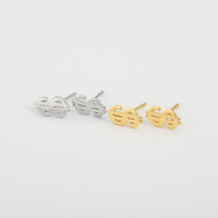 Boucles d'oreilles clous en laiton plaqué or 14 carats et argent, forme dollar, tendance, pour fêtes, bijoux d'oreille à la mode, faible MOQ, vente en gros usine