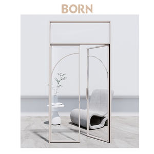 פלדה שחורה נדנדה גריל ברזל חיצוני זכוכית חזית מרפסת חלונות דלתות צרפתית - Product Image 6