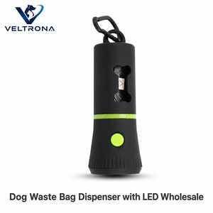 Distributeur de sacs à déjections canines avec lampe torche LED, découpé en forme d'os, mousqueton, pour promenade nocturne, noir mat, vert lime - Product Image 5