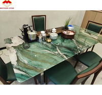 Table basse de luxe en quartzite et marbre vert Table à manger en pierre de Patagonie du Brésil polie sur mesure Mobilier de maison
