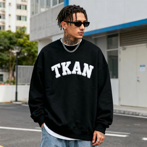 TKAN280 personalizado colores sólidos impreso logotipo bordado patrón gráfico hombres sudaderas cuello redondo cuello alto sudaderas al por mayor - Product Image 2