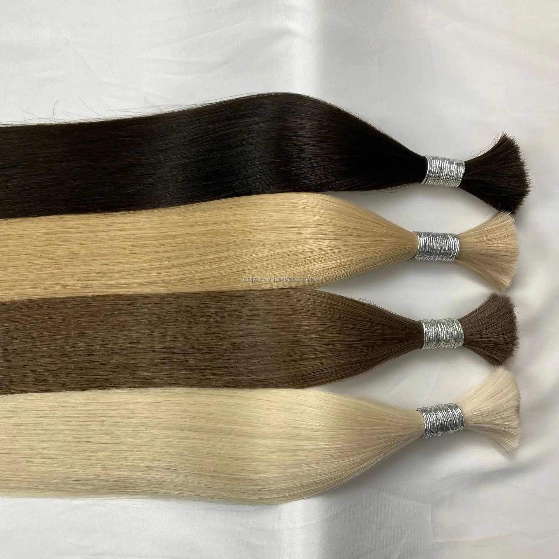 Extensions de cheveux naturels lisses en vrac, couleur noir à blond, vente en gros